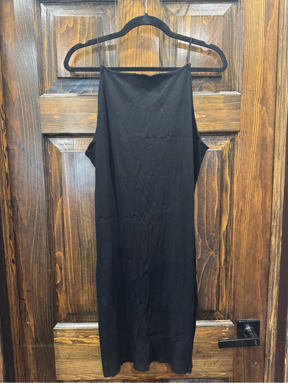 H&M Black Halter Midi Slip Dress
